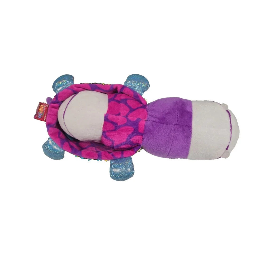 Flip A Zoo 2017 Reversible Purple Stuffed Plush Sequined Hippo Giraffe 14 Inch